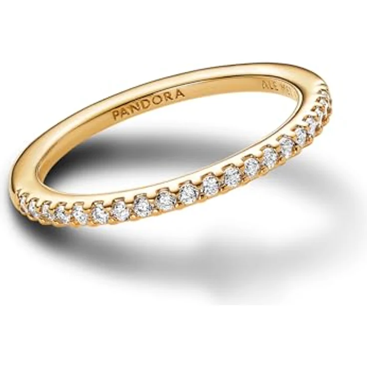 PANDORA 14k Gold-plated Damenring mit Cubic Zirconia, stapelbar, einzigartige Metalllegierung, klar – Bild 1