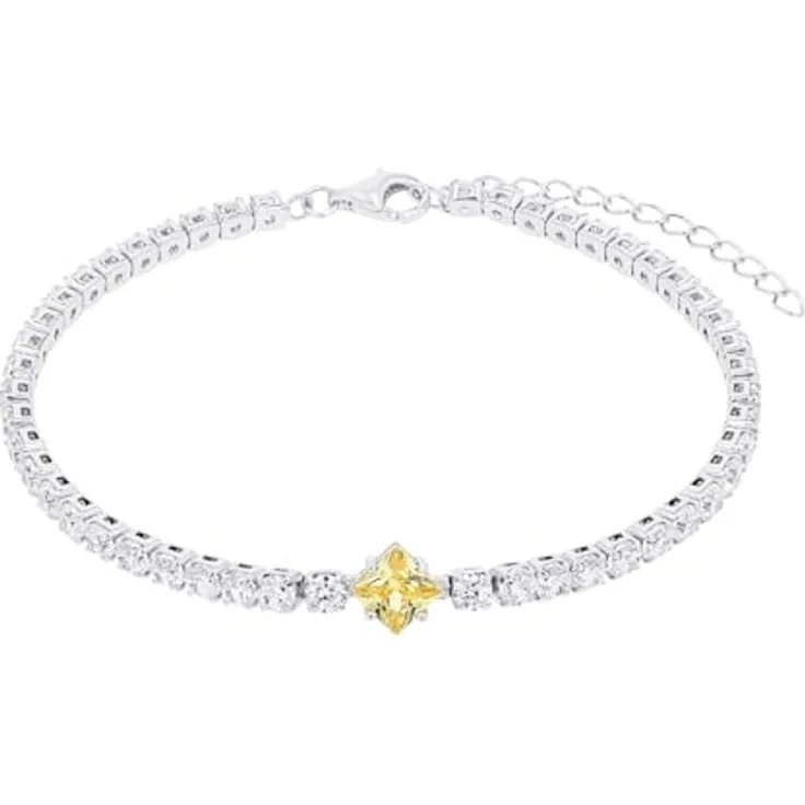 Amor Armband 925 Sterling Silber mit Zirkonia, 17+4 cm, Gold, in Schmuck Geschenk Box, 2039100