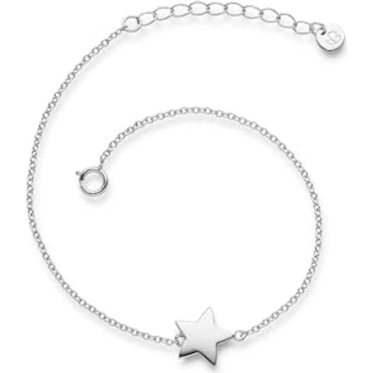 GLANZSTÜCKE MÜNCHEN Damen-Armband Stern aus rhodiniertem Sterling Silber, 17 + 3 cm, filigranes Design mit Anhänger – Bild 1