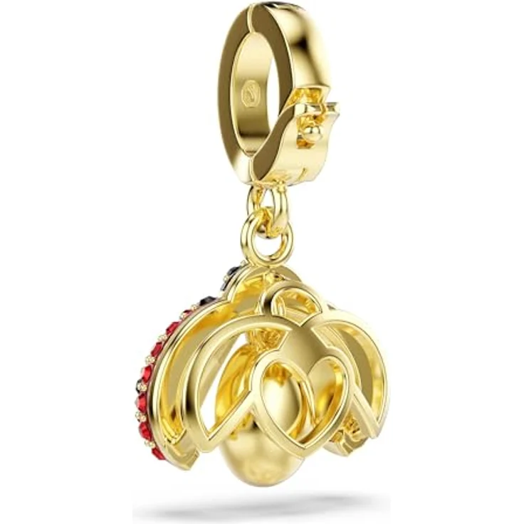 Swarovski Kettenanhänger Marienkäfer-Charm, vergoldetes Metall mit 1 beweglichem Swarovski-Kristall in Rot und Schwarz – Bild 5