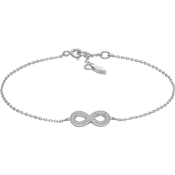 Fossil Damen-Gliederarmband Infinity, Sterlingsilber poliert mit Karabinerverschluss, Silber – Bild 1