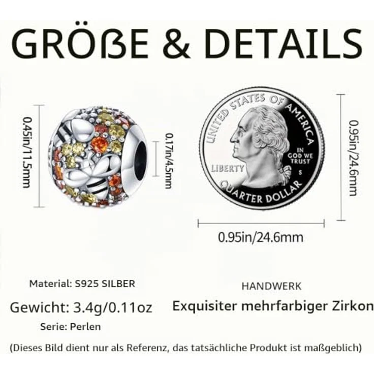 ChenYuTe 925 Sterling Silber Charms, Dangle Anhänger mit 5A-Zirkonia, kompatibel mit Pandora und europäischen Armbändern, für Frauen – Bild 5