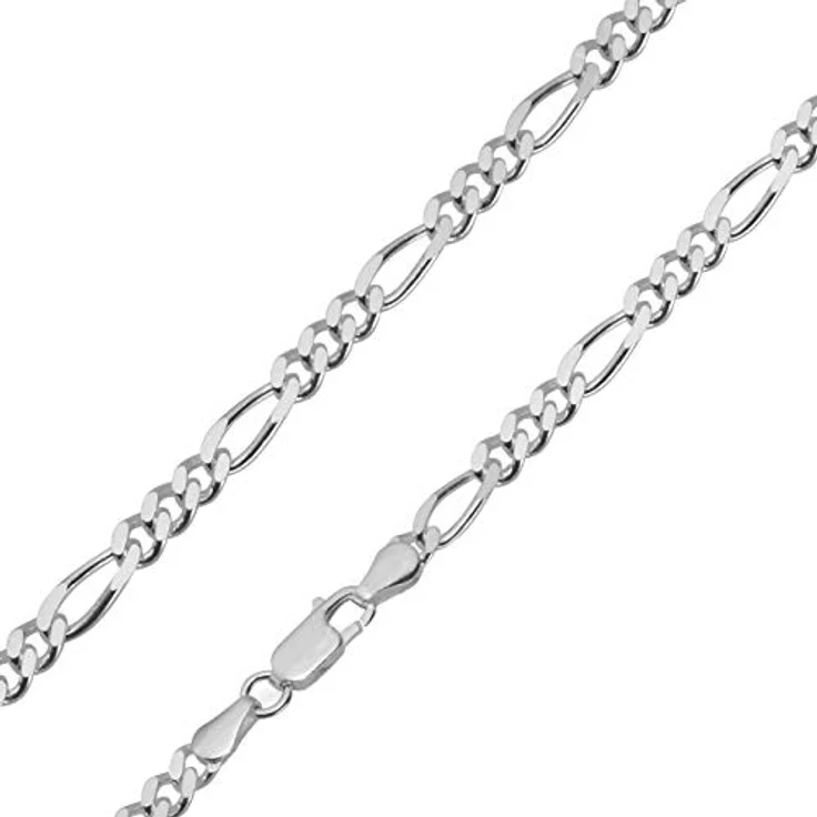 trendor 925 Sterling Silber Figaro-Halskette für Herren, 4,2 mm breit, 55 cm, diamantierte Oberfläche, sicherer Karabiner-Verschluss, ideales Geschenk – Bild 1