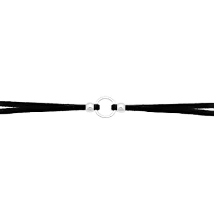 Elli Halskette Damen Choker Trend Kreis, Veloursleder Schwarz, 925 Sterling Silber, handgefertigt – Bild 2