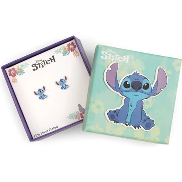 Disney Stitch Ohrringe, versilbert, Einheitsgröße, aus Messing, ohne Edelstein, in Geschenkbox – Bild 3