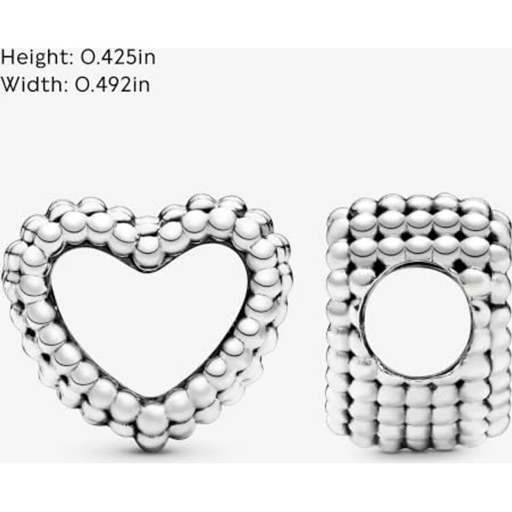 Pandora Charm Signature Offenes Metallperlen Herz 797516, eleganter Charm-Anhänger aus Metall – Bild 6