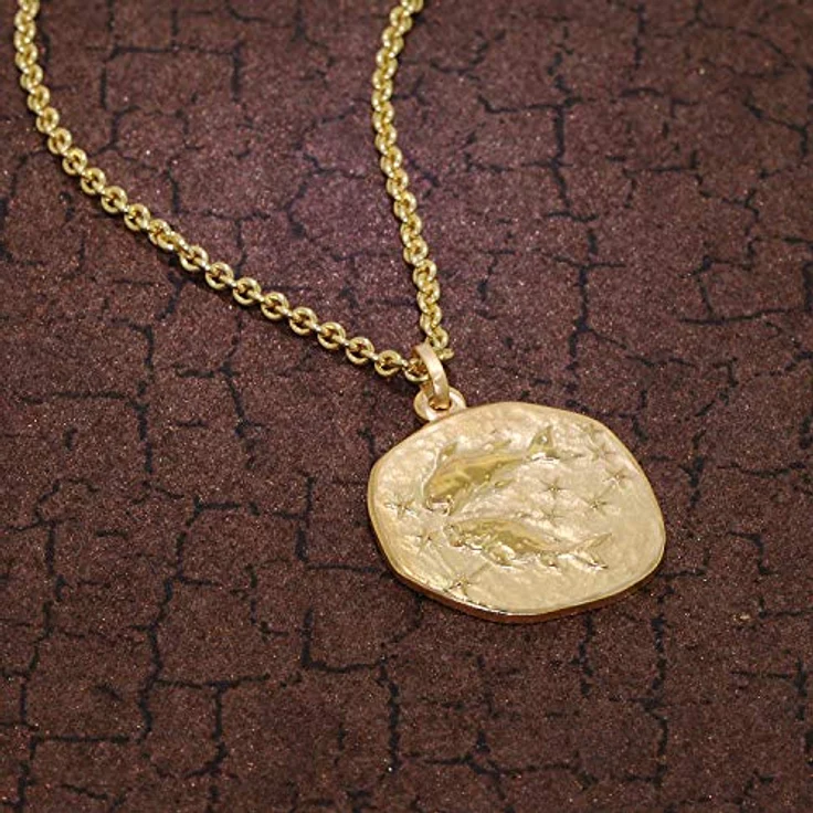 trendor Fische Sternzeichen Herrenkette Gold auf Silber, Ø 20 mm, 50 cm, zeitloser Halsschmuck aus 925er Silber, elegante Geschenkidee – Bild 3
