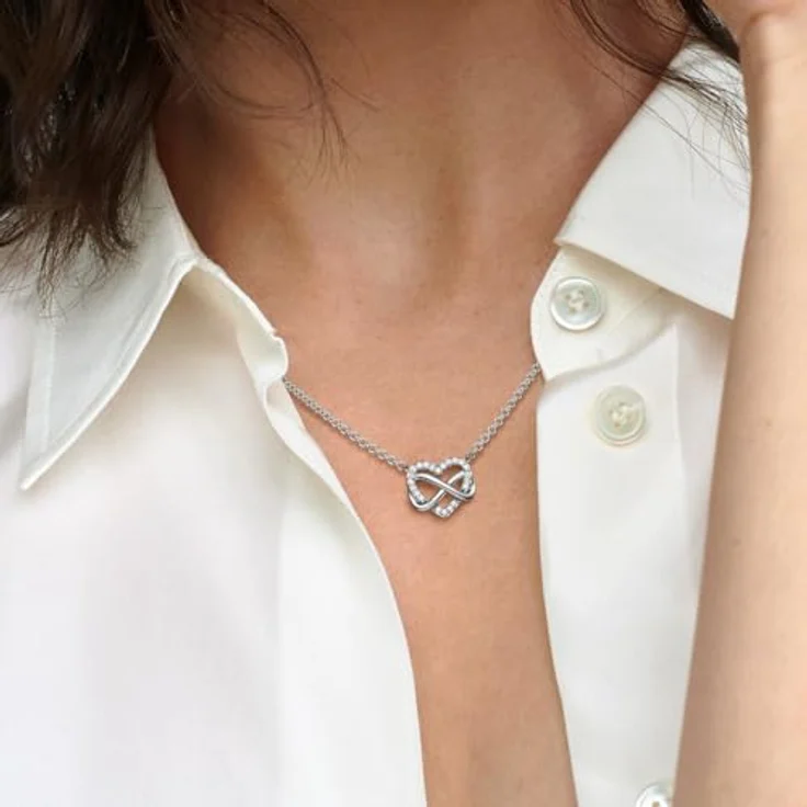 PANDORA Moments Funkelnde Unendlichkeits-Herz Collier-Halskette aus Sterling Silber mit Zirkonia, verstellbar auf 50cm, 392666C01-50 – Bild 3