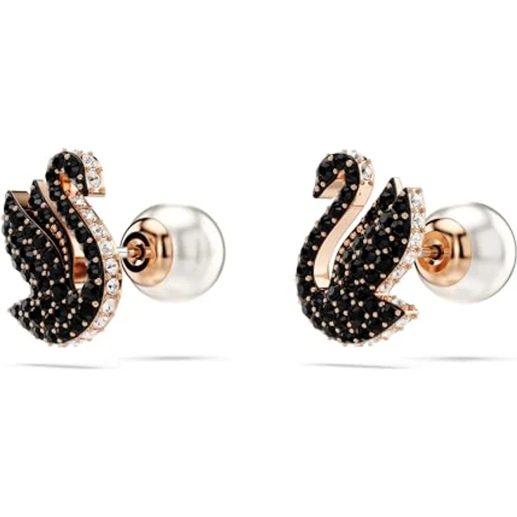 Swarovski Ohrstecker Iconic 5684608, Roségold mit schwarzem Swarovski-Kristall-Besatz, 1 cm – Bild 3