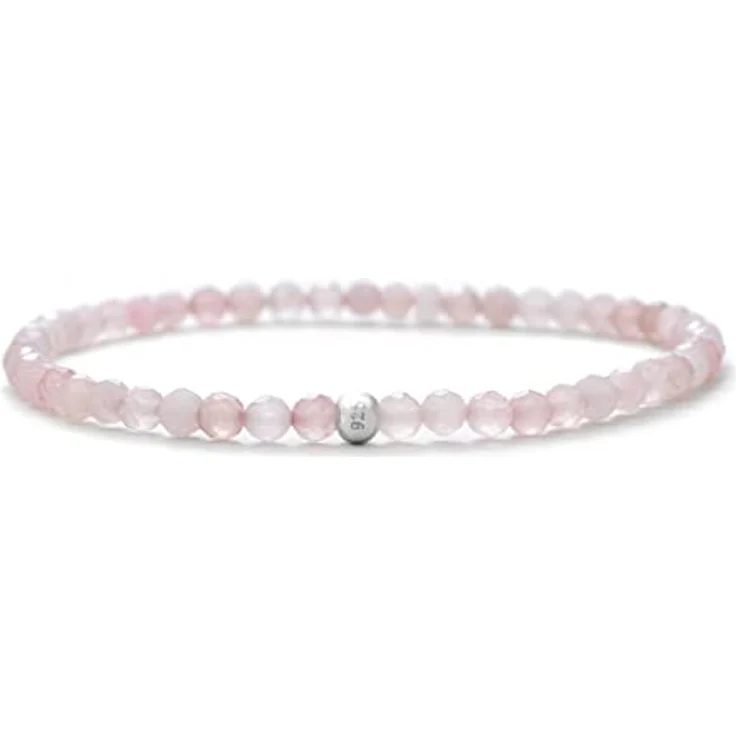 BERGERLIN Rosenquarz Armband, echtes 925 Sterling Silber facettiert, Größe M – Bild 1