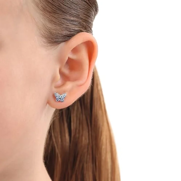 Amor Paar Ohrstecker Schmetterling, mit Preciosa Crystal, filigranes Design für Kinderohren – Bild 4