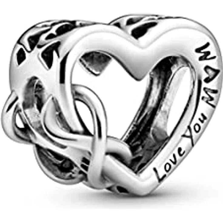 Pandora 798825C00 Silber Bead-Charm Love You Mum, Unendlichkeits-Herz aus 925 Sterlingsilber, geschwärzt, 11 x 11,5 mm – Bild 1