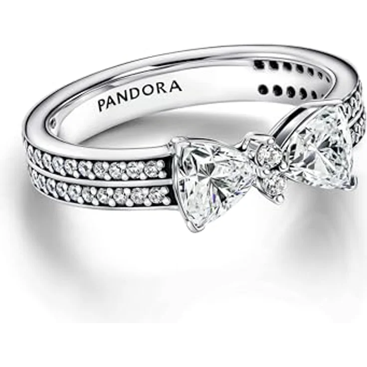 PANDORA Timeless Funkelnde Schleife Doppelreihiger Ring aus Sterling Silber mit Zirkonia, Größe: 52, 193552C01-52 – Bild 2