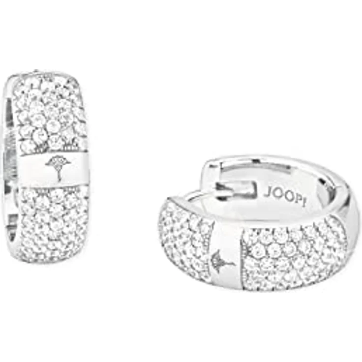 JOOP! Creolen Damen Ohrschmuck aus 925 Sterling Silber mit 120 Zirkonia-Steinen, 16 mm, kommt in Schmuck Geschenk Box – Bild 1