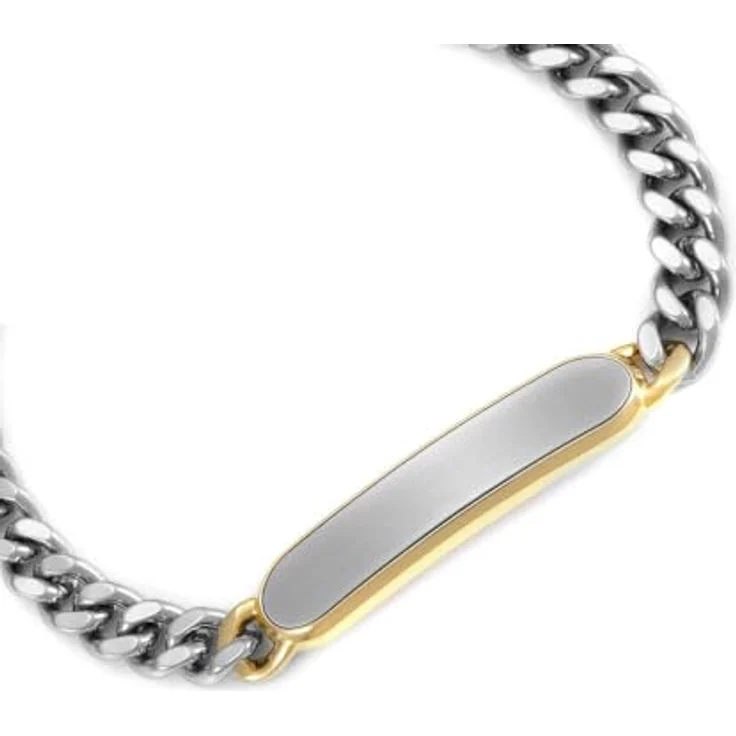 Fossil Drew Herrenarmband aus Edelstahl mit Karabinerverschluss, Zweifarbig in glänzendem Silber und Goldton – Bild 3