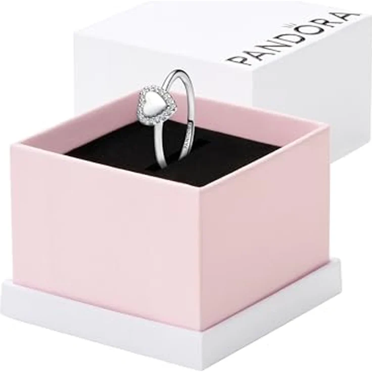 PANDORA Timeless Gravierbarer Herz Strahlenkranz Ring aus Sterling Silber mit Zirkonia, Größe: 54, personalisierbar – Bild 2