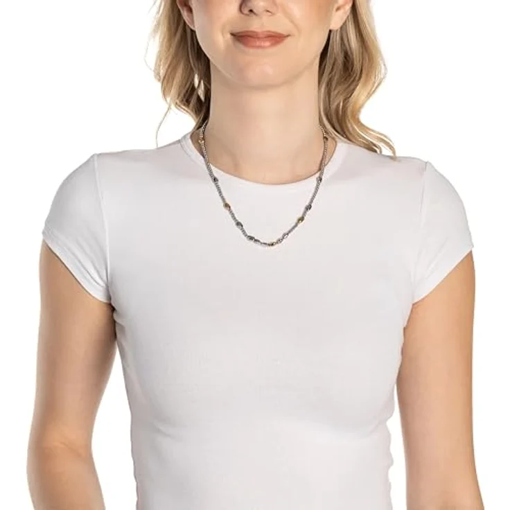 JEWELS BY LEONARDO Halskette Veja, bicolorfarbener Edelstahl mit Nuggets in Gold und Silber, 45-50 cm, Geschenk für Frauen – Bild 3