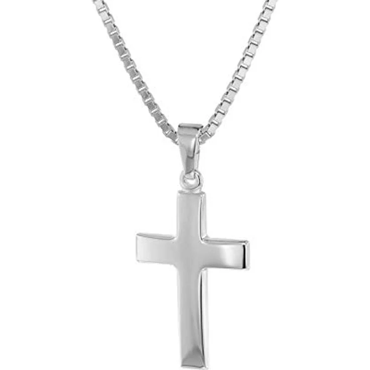 trendor Kreuz 21 mm in Weißgold 333 (8 Kt) mit 40 cm Silber-Venezianerkette, Herren-Halskette 39910-40 – Bild 1