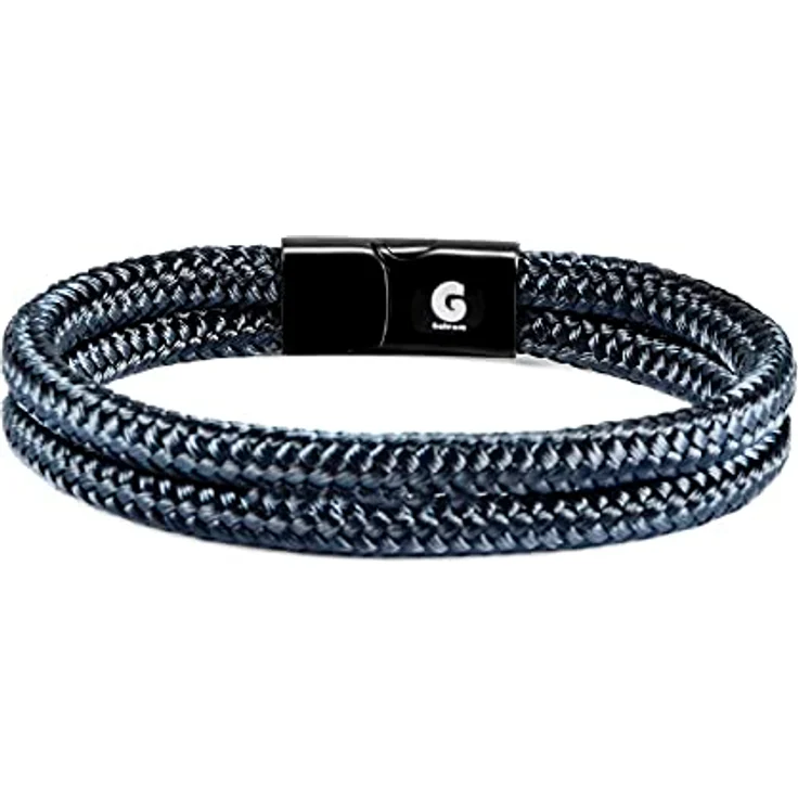 Galeara Noa Premio Segeltau Armband, geflochten, mit Magnetverschluss, dunkelblau-schwarz, Größe 225 mm – Bild 1