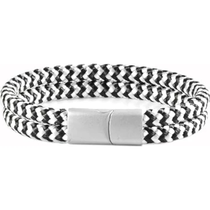 Galeara Noa Segeltau Armband Geflochten, Nautisch mit Magnetverschluss, 5mm Dick, weiß - navy, Größe 225 mm – Bild 2