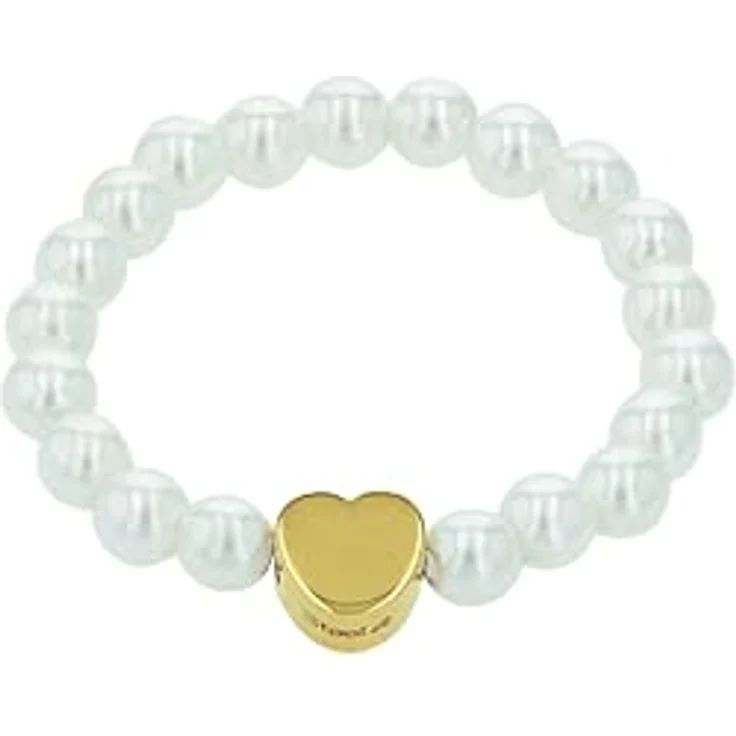 Amor Ring-Set aus Edelstahl für Damen, mit weißer Glasperle und Herz-Design, Geschenkidee in Schmuck Geschenk Box, 2040014 – Bild 3
