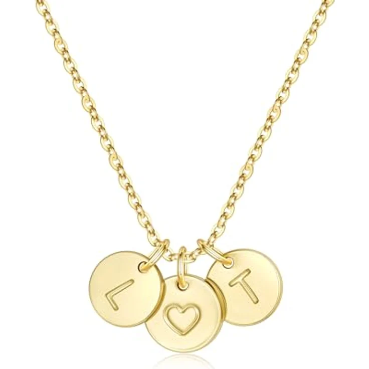 TINGN Zwei Buchstaben Herz-Halskette, Goldkette mit personalisierbaren Buchstaben L T, 14-karätiges Gold, 45 cm verlängerbar, ideales Geschenk für Frauen und Mädchen – Bild 1