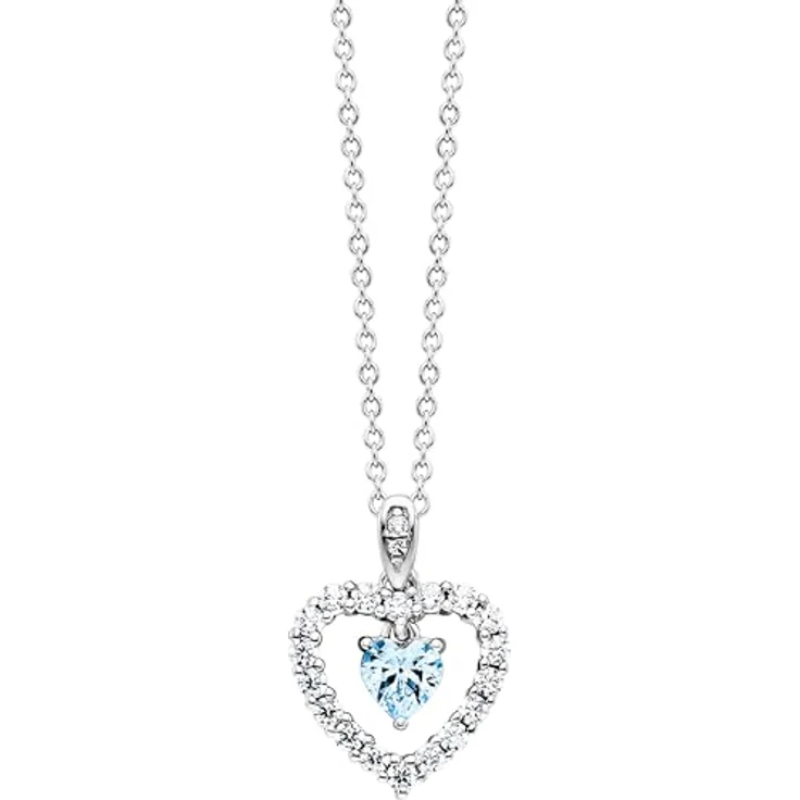 Julie Julsen JJNE3100.15.1 Damen Collier Herz aus 925 Sterling Silber, blau Zirkonia und 20 weißen Zirkonia, 42 cm – Bild 2