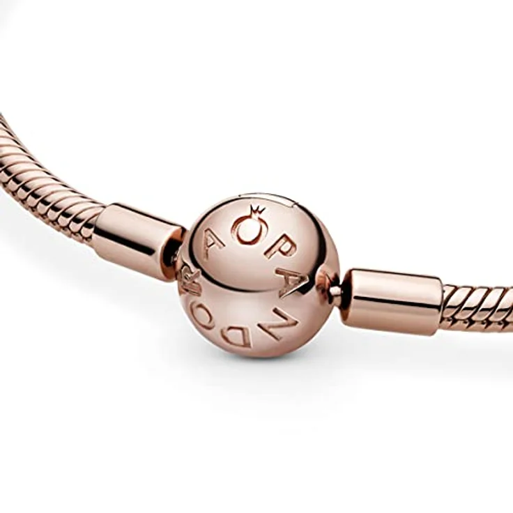 PANDORA Schlangen-Gliederarmband, rosévergoldet aus 14 Karat Roségold, Damen-Armband, 19 cm, Moments Collection – Bild 4