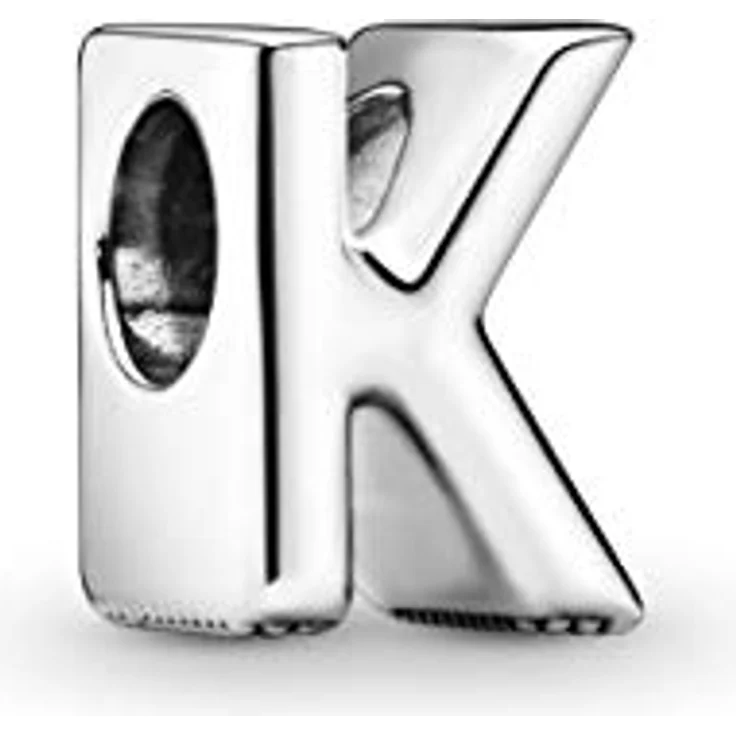 PANDORA Moments Buchstabe K, wendbares Alphabet-Charm aus Sterling-Silber mit geprägten Herzen und Perlen - kompatibel mit Moments Armbändern – Bild 1