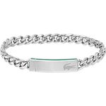 Lacoste Gliederarmband für Herren, Edelstahl mit grünem emailliertem Streifen, magnetischer Verschluss, Innenumfang 19 cm, Kollektion LACOSTE BASELINE - 2040081