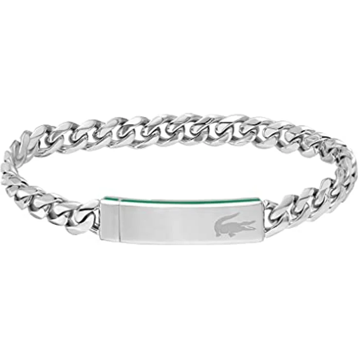 Lacoste Gliederarmband für Herren, Edelstahl mit grünem emailliertem Streifen, magnetischer Verschluss, Innenumfang 19 cm, Kollektion LACOSTE BASELINE - 2040081 – Bild 1