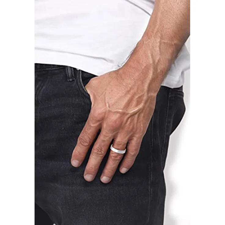 Kuzzoi Herrenring Bandring aus 925 Sterling Silber, massiv handgefertigt, poliert, Ringgröße 60, 4.5 mm – Bild 4