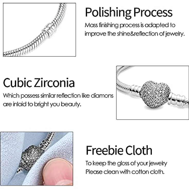 TINSLO Damen Armband 925 Sterling Silber, Schlangen Gliederarmband mit Herzverschluss, perfektes Geschenk zu Valentinstag, Muttertag und Geburtstag – Bild 4