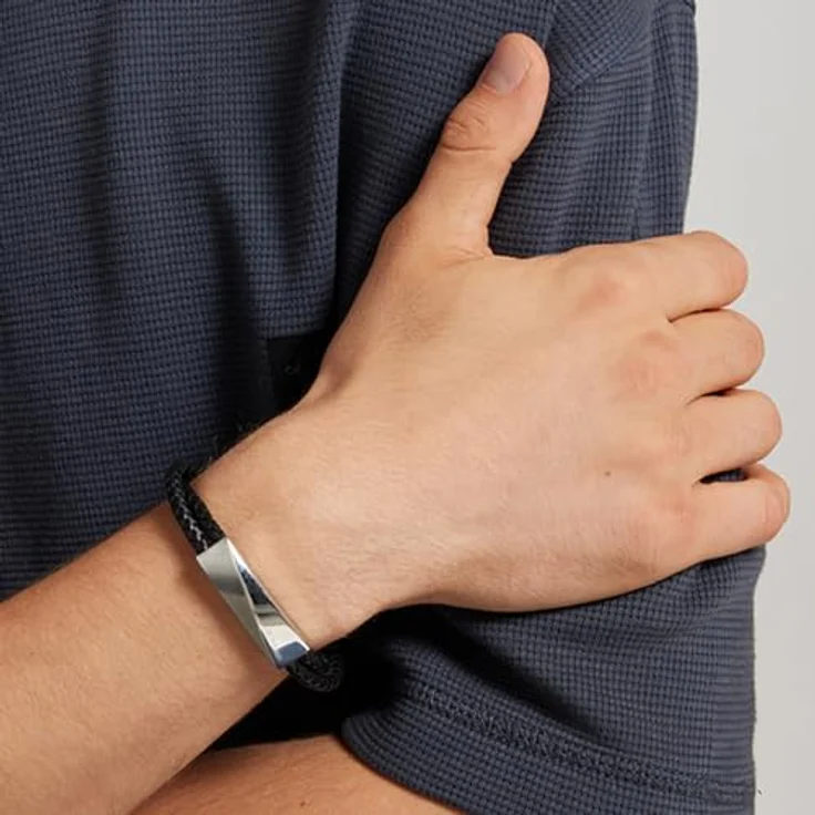 Calvin Klein WRAPPED & BRAIDED, Herren Lederarmband aus geflochtenem schwarzem Leder mit Edelstahlverschluss, 19,5 cm – Bild 4