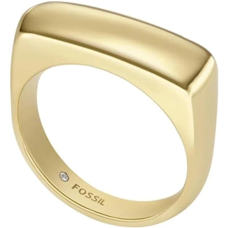 Fossil Damen-Siegelring Heritage D-Link Glitz, Edelstahl goldfarben, poliert, Größen 16-19 – Bild 5