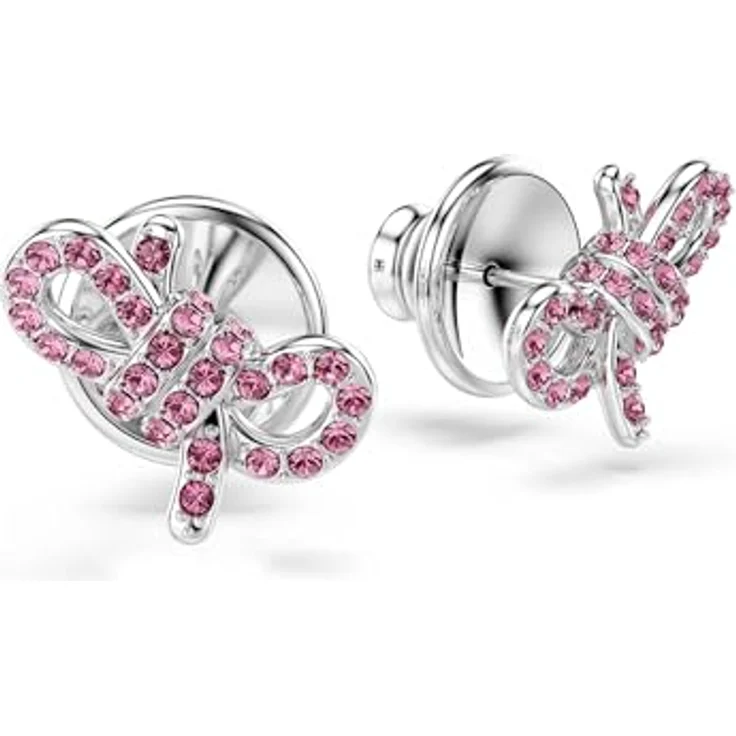 Swarovski Paar Ohrstecker mit pinkfarbenem Kristallpavé und rhodiniertem Finish – Bild 3