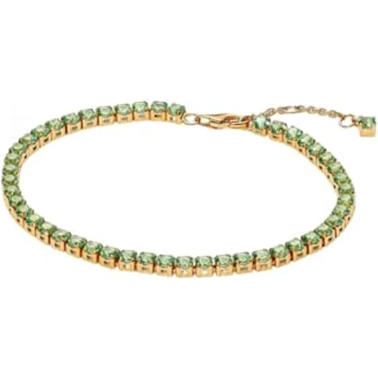 PANDORA Funkelndes Grünes Tennisarmband, 14 Karat Vergoldung mit Kristallen, Timeless Kollektion, Länge: 18 cm, 561469C02-18 – Bild 2