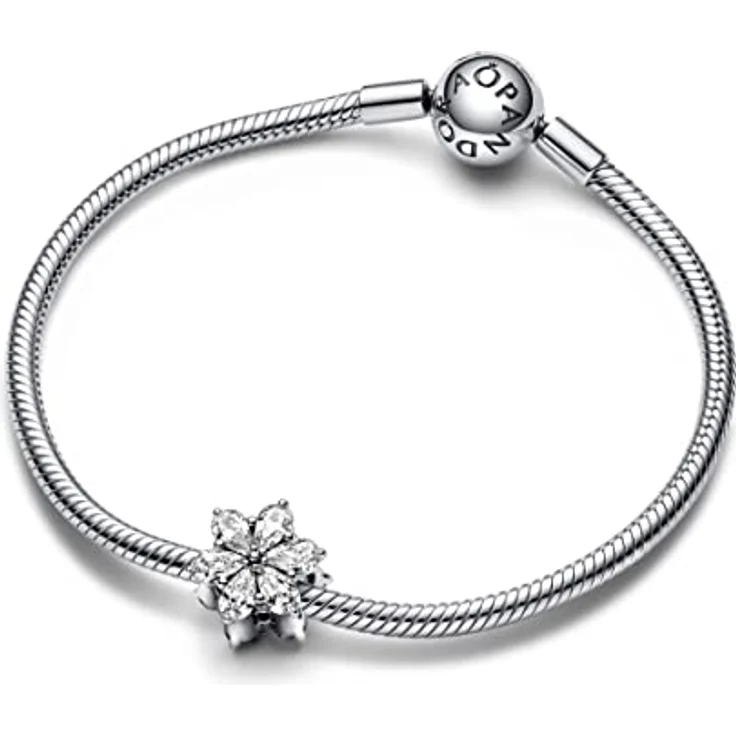 Pandora Charm Blume 792623C01, Zirkonia in Tropfenform, Sterling Silber, 12,1 mm x 10,7 mm x 10,4 mm, Herbarium – Bild 3