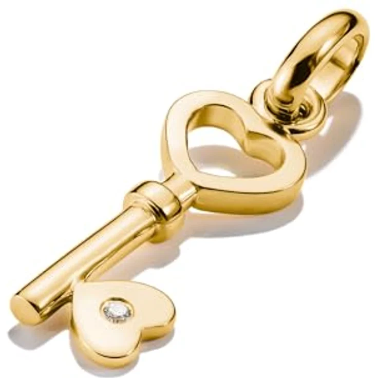 Thomas Sabo Charm Club Connect Charm-Anhänger Liebesschlüssel, aus 18k vergoldetem recyceltem 925 Silber, mit filigraner Öse, CC1241-414-14 – Bild 2