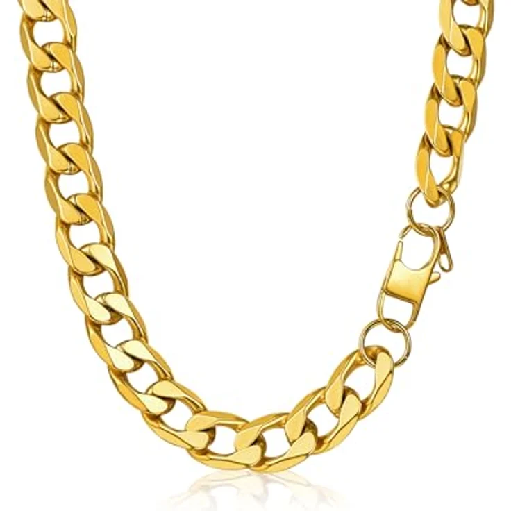 PROSTEEL Panzerkette Herren, Edelstahl Gliederkette in Gold, 71 cm lang, 13 mm breit, klassisches Design, wasserdicht und hautfreundlich – Bild 1