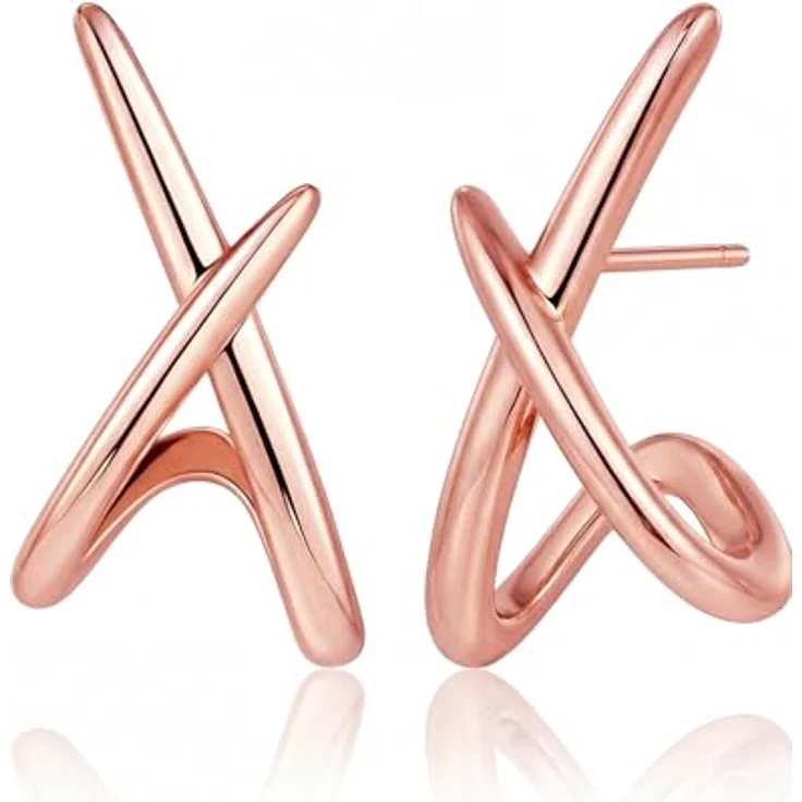 MUMREUES Rosegold Creolen Ohrringe, 14K vergoldet, hypoallergen, wasserfest, minimalistisches Design, Geschenkbox – Bild 2