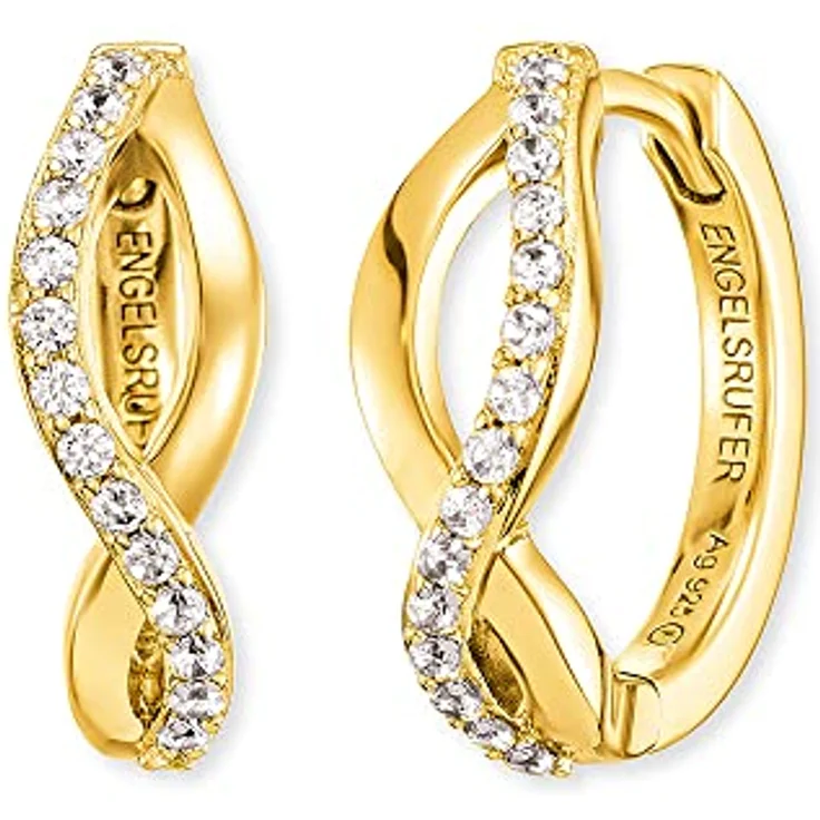 Engelsrufer Damen Creole Paradise, vergoldetes Sterling Silber mit 30 Zirkonia Steinen, Clipverschluss, nickelfrei, 16,5 mm, ERE-PARADISE-ZI-G-CR – Bild 1