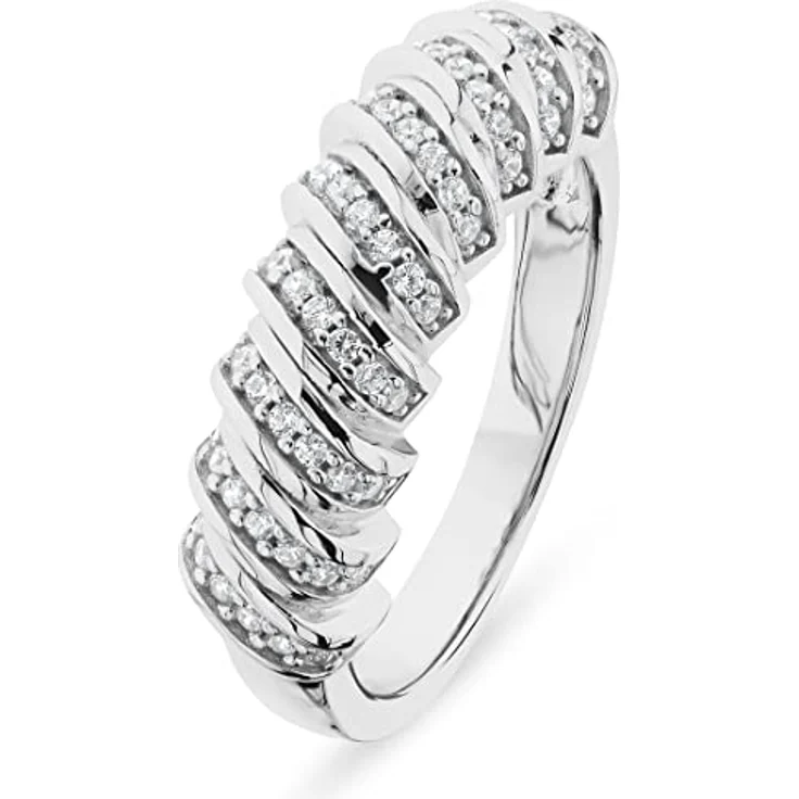 FAVS Damen-Damenring 925er Silber mit 63 Zirkonia, Breite 0,65 cm, Stärke 4 mm, Silber 32021730 – Bild 1