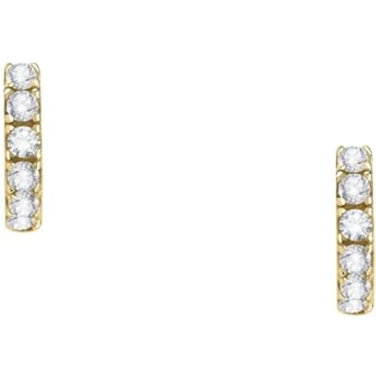 FAVS Creolen 89193377, elegante Mini-Creolen aus 375 Gelbgold mit Zirkonia-Besatz, 8 mm Durchmesser, Weiß – Bild 2