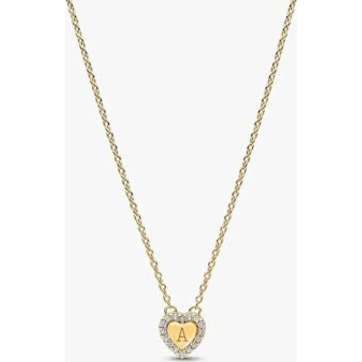 PANDORA Timeless Gravierbares Herz Strahlenkranz Collier-Halskette, 14k vergoldet mit Zirkonia, Größe 45cm, 364364C01-45 – Bild 3