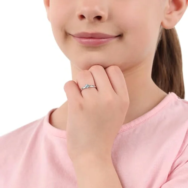 Prinzessin Lillifee Fingerring Stern, größenverstellbar aus rhodiniertem 925 Sterling Silber, mit bunten Preciosa Crystals, lila/weiß/blau – Bild 3