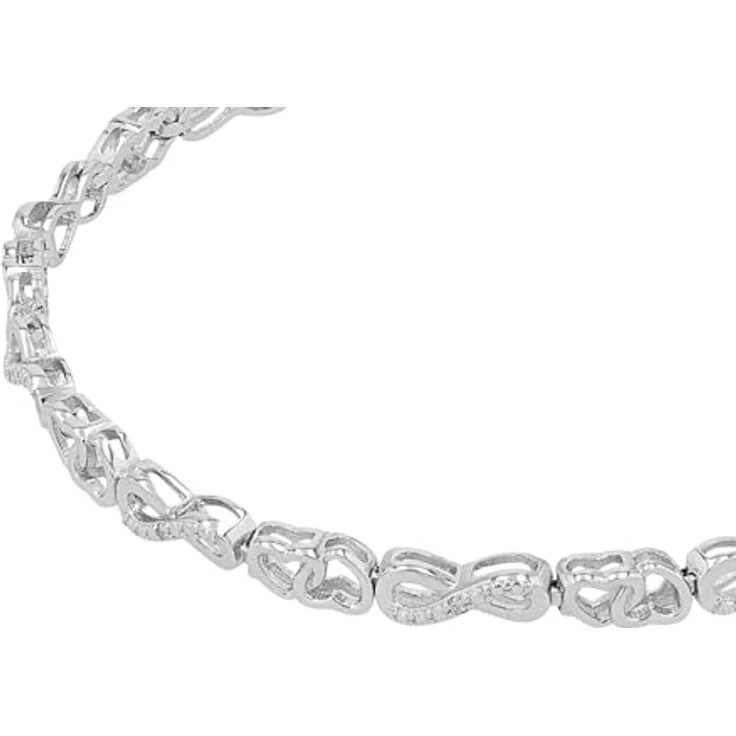 Amor Armband für Damen, Sterling Silber 925 mit Zirkonia, längenverstellbar (19 cm + 2 cm Verlängerung) – Bild 4