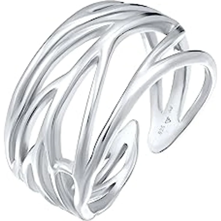 Elli Wickelring Damen, Blatt Ornament aus 925er Silber, hochglanzpoliert, Größen 52 54 56 58 – Bild 1