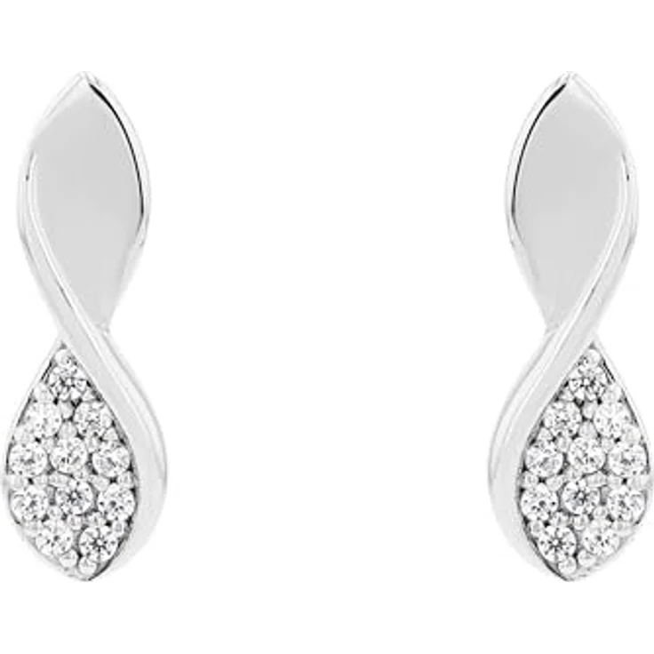Amor Ohrstecker für Damen, Sterling Silber 925 mit Zirkonia, 14 mm, silber, Schmuck Geschenkbox, 2100168 – Bild 4