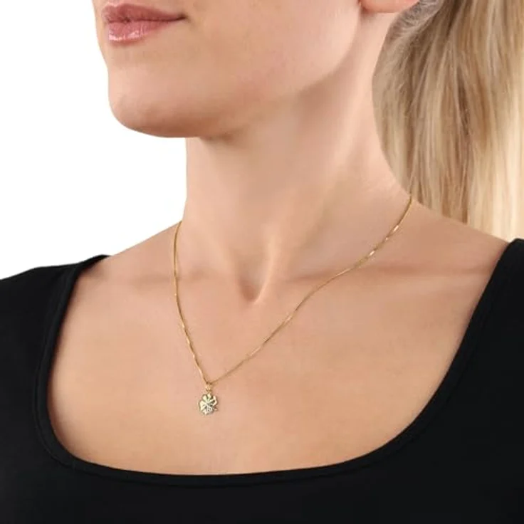 Amor Kettenanhänger Kleeblatt, 375 Gold mit Zirkonia, Made in Germany – Bild 3